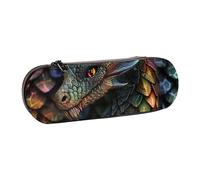 BNVSADC Dragon Scale Printed Leather Pencil Pen Case & Makeup Bag - Stylish Hard Shell Pencil Bag Stationery Organizer Pouch for School Office Travel