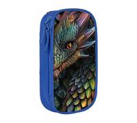 BNVSADC Dragon Scale Printed Pencil Case for Girls Boys, Large Capacity Pencil Pouch Cute Pencil Box Adult Makeup Bag with 2 Compartments, Blue