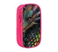 BNVSADC Dragon Scale Printed Pencil Case for Girls Boys, Large Capacity Pencil Pouch Cute Pencil Box Adult Makeup Bag with 2 Compartments, Pink
