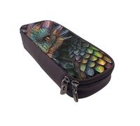 BNVSADC Dragon Scale Printed PU Leather Flip Pencil Case, Cute Pencil Box Pen Bag Stationery Organizer Makeup Bag for School Office Travel