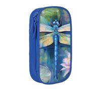 BNVSADC Dragonfly Painting Printed Pencil Case for Girls Boys, Large Capacity Pencil Pouch Cute Pencil Box Adult Makeup Bag with 2 Compartments, Blue