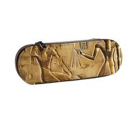 BNVSADC Egypt Hieroglyphics Printed Leather Pencil Pen Case & Makeup Bag - Stylish Hard Shell Pencil Bag Stationery Organizer Pouch for School Office Travel