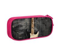 BNVSADC Electric Guitar Printed Pencil Case Large Pen Bag Cute Pencil Box Pouch Office School Stationery Organizer for Girls Boys, Pink