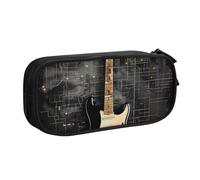 BNVSADC Electric Guitar Printed Pencil Case Large Pen Bag Cute Pencil Box Pouch Office School Stationery Organizer for Girls Boys, Black
