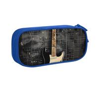 BNVSADC Electric Guitar Printed Pencil Case Large Pen Bag Cute Pencil Box Pouch Office School Stationery Organizer for Girls Boys, Blue