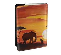 BNVSADC Elephant and Giraffe in The Sunset Printed Passport Holder Travel PU Leather Passport Cover Case Organiser for Men Women, 6.5 inch