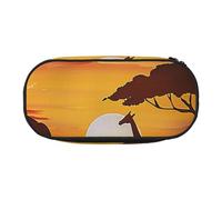 BNVSADC Elephant and Giraffe in The Sunset Printed Pencil Case Cute Pencil Bag Pen Pouch Large Stationery Organizer Makeup Bag for Teen Boys Girls School Students Office