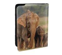 BNVSADC Elephant Family Printed Passport Holder Travel PU Leather Passport Cover Case Organiser for Men Women, 6.5 inch
