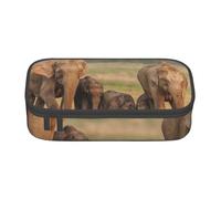 BNVSADC Elephant Family Printed Pencil Case Cute Pencil Box Bag Pen Pouch Office School Stationery Organizer for School Travel Work