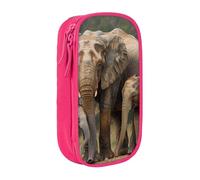 BNVSADC Elephant Family Printed Pencil Case for Girls Boys, Large Capacity Pencil Pouch Cute Pencil Box Adult Makeup Bag with 2 Compartments, Pink