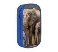 BNVSADC Elephant Family Printed Pencil Case for Girls Boys, Large Capacity Pencil Pouch Cute Pencil Box Adult Makeup Bag with 2 Compartments, Blue