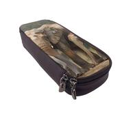 BNVSADC Elephant Family Printed PU Leather Flip Pencil Case, Cute Pencil Box Pen Bag Stationery Organizer Makeup Bag for School Office Travel