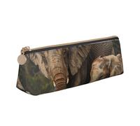 BNVSADC Elephant Family Printed Triangle Pencil Case Leather Pencil Pouch Cute Stationery Pencil Pen Bag for School Office Travel