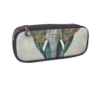BNVSADC Elephant Print Printed Leather Pencil Pen Case & Makeup Bag - Stylish Pencil Bag Stationery Organizer Pouch for School Office Travel