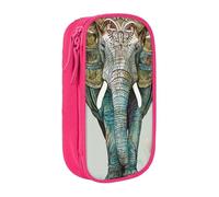 BNVSADC Elephant Print Printed Pencil Case for Girls Boys, Large Capacity Pencil Pouch Cute Pencil Box Adult Makeup Bag with 2 Compartments, Pink