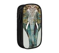 BNVSADC Elephant Print Printed Pencil Case for Girls Boys, Large Capacity Pencil Pouch Cute Pencil Box Adult Makeup Bag with 2 Compartments, Black