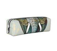 BNVSADC Elephant Print Printed Pencil Case Leather Pencil Pouch Cute Stationery Pencil Pen Bag with Zipper for School Office Travel
