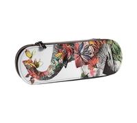 BNVSADC Elephant Printed Leather Pencil Pen Case & Makeup Bag - Stylish Hard Shell Pencil Bag Stationery Organizer Pouch for School Office Travel
