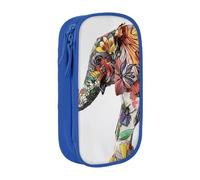 BNVSADC Elephant Printed Pencil Case for Girls Boys, Large Capacity Pencil Pouch Cute Pencil Box Adult Makeup Bag with 2 Compartments, Blue