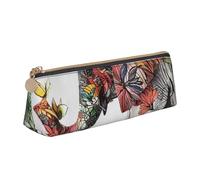 BNVSADC Elephant Printed Triangle Pencil Case Leather Pencil Pouch Cute Stationery Pencil Pen Bag for School Office Travel
