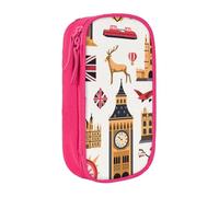 BNVSADC England Symbols Printed Pencil Case for Girls Boys, Large Capacity Pencil Pouch Cute Pencil Box Adult Makeup Bag with 2 Compartments, Pink