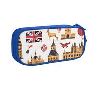 BNVSADC England Symbols Printed Pencil Case Large Pen Bag Cute Pencil Box Pouch Office School Stationery Organizer for Girls Boys, Blue