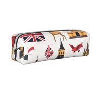 BNVSADC England Symbols Printed Pencil Case Leather Pencil Pouch Cute Stationery Pencil Pen Bag with Zipper for School Office Travel