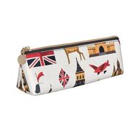 BNVSADC England Symbols Printed Triangle Pencil Case Leather Pencil Pouch Cute Stationery Pencil Pen Bag for School Office Travel