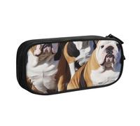 BNVSADC English Bulldogs Printed Pencil Case Large Pen Bag Cute Pencil Box Pouch Office School Stationery Organizer for Girls Boys, Black