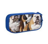 BNVSADC English Bulldogs Printed Pencil Case Large Pen Bag Cute Pencil Box Pouch Office School Stationery Organizer for Girls Boys, Blue