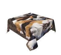 BNVSADC English Bulldogs Printed Square Tablecloth 152x152 cm, Water Resistant Polyester Table Cloth Decorative Fabric Table Covers for Kitchen Dining Table Parties Camping