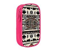 BNVSADC Ethnic Turtle Striped Printed Pencil Case for Girls Boys, Large Capacity Pencil Pouch Cute Pencil Box Adult Makeup Bag with 2 Compartments, Pink