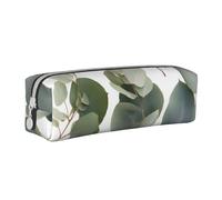 BNVSADC Eucalyptus Leaves Printed Pencil Case Leather Pencil Pouch Cute Stationery Pencil Pen Bag with Zipper for School Office Travel