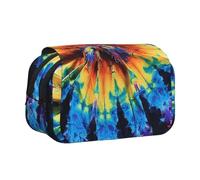 BNVSADC Exotic Tribe Tie Dye Style Printed Print Flip Top Double Layer Pencil Case - Large Capacity School Supplies Organizer for Students, Kids, Teens, Artists, Travel & Office Use