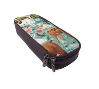 BNVSADC Farm Animal Printed PU Leather Flip Pencil Case, Cute Pencil Box Pen Bag Stationery Organizer Makeup Bag for School Office Travel
