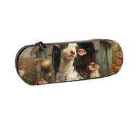 BNVSADC Farm Animals Printed Leather Pencil Pen Case & Makeup Bag - Stylish Hard Shell Pencil Bag Stationery Organizer Pouch for School Office Travel