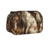 BNVSADC Farm Animals Printed Print Flip Top Double Layer Pencil Case - Large Capacity School Supplies Organizer for Students, Kids, Teens, Artists, Travel & Office Use