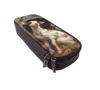 BNVSADC Farm Animals Printed PU Leather Flip Pencil Case, Cute Pencil Box Pen Bag Stationery Organizer Makeup Bag for School Office Travel