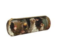 BNVSADC Farm Animals Printed Round Pencil Case Leather Pencil Pouch Cute Stationery Pencil Pen Bag for School Office Travel