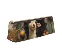 BNVSADC Farm Animals Printed Triangle Pencil Case Leather Pencil Pouch Cute Stationery Pencil Pen Bag for School Office Travel