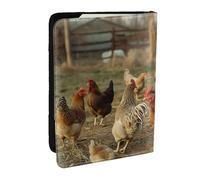 BNVSADC Farm Chickens Printed Passport Holder Travel PU Leather Passport Cover Case Organiser for Men Women, 6.5 inch