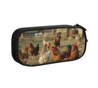 BNVSADC Farm Chickens Printed Pencil Case Large Pen Bag Cute Pencil Box Pouch Office School Stationery Organizer for Girls Boys, Black