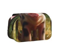BNVSADC Farm Funny pet Printed Print Flip Top Double Layer Pencil Case - Large Capacity School Supplies Organizer for Students, Kids, Teens, Artists, Travel & Office Use