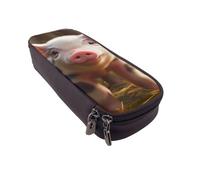 BNVSADC Farm Funny pet Printed PU Leather Flip Pencil Case, Cute Pencil Box Pen Bag Stationery Organizer Makeup Bag for School Office Travel