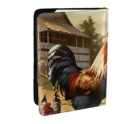 BNVSADC Farm Print Chicken and Rooster Printed Passport Holder Travel PU Leather Passport Cover Case Organiser for Men Women, 6.5 inch