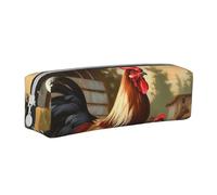 BNVSADC Farm Print Chicken and Rooster Printed Pencil Case Leather Pencil Pouch Cute Stationery Pencil Pen Bag with Zipper for School Office Travel