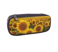 BNVSADC Farm Sunflowers Printed Leather Pencil Pen Case & Makeup Bag - Stylish Pencil Bag Stationery Organizer Pouch for School Office Travel