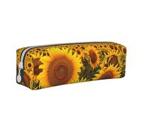 BNVSADC Farm Sunflowers Printed Pencil Case Leather Pencil Pouch Cute Stationery Pencil Pen Bag with Zipper for School Office Travel