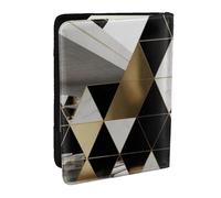 BNVSADC Fashion Modern Black White Gold Triangles Printed Passport Holder Travel PU Leather Passport Cover Case Organiser for Men Women, 6.5 inch