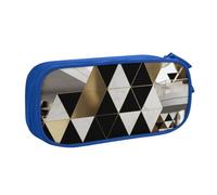 BNVSADC Fashion Modern Black White Gold Triangles Printed Pencil Case Large Pen Bag Cute Pencil Box Pouch Office School Stationery Organizer for Girls Boys, Blue